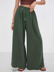 Drawstring Pull-on Wide Leg Pants