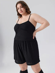 Lace Ruched Crop Cami Top & Shorts Loungewear Set Curve & Plus