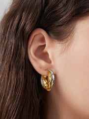 TWISTED TWO-TONE HOOP EARRINGS