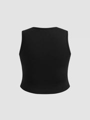 Round Neckline Graphic Tank Crop Top Curve & Plus