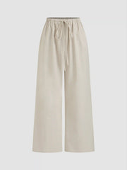 Drawstring Pull-On Linen Pant