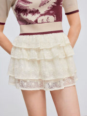 Woven Mid Rise Tiered Mini Skort