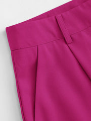Solid Shirred Tube Top & High Waist Pants Set