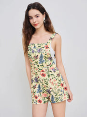 Lightweight Corduroy Floral Button Romper