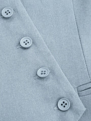 Linen-blend V-neck Solid Button Jacket Vest