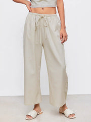Drawstring Pull-On Linen Pant