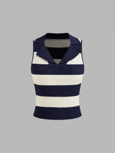 Knit Collar Striped Tank Top
