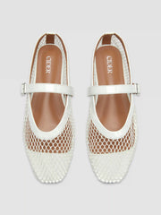 FAUX LEATHER MESH MARY JANE FLATS
