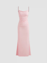 Cowl Neck Ruched Backless Maxi Dress