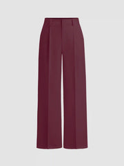 Petite Mid Rise Pleated Straight Leg Pants