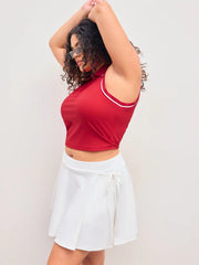 CIDERAIRY™ Collar Contrasting Binding Button Crop Top Curve & Plus