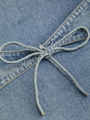 Cider Denim Mid Rise Solid Bowknot Pocket Wide Leg Jeans Curve & Plus