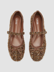 BOWKNOT TWEED MARY JANE FLATS