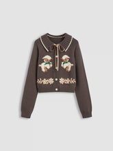 Knit Collar Bowknot Sheep Cardigan