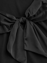 Scoop Neckline Solid Bowknot Backless Maxi Dress