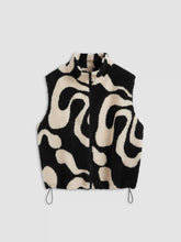 Fleece High Neck Geometric Puffer Vest