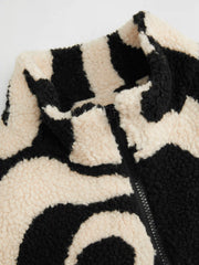 Fleece High Neck Geometric Puffer Vest