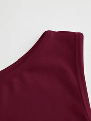 Boat Neck Ruched Solid Crop Tank Top