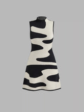 Knit High Neck Zebra Striped Mini Dress