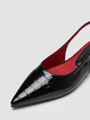 CROCODILE PATTERN POINTED TOE SLINGBACK FLATS