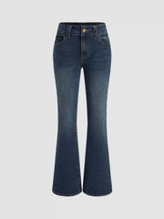 High Stretch Cider Denim Low Rise Solid Pocket Bootcut Jeans