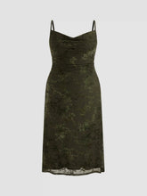 Mesh Cowl Neck Floral Ruched Maxi Dress Curve & Plus