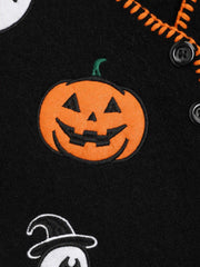Knitted V-neck Pumpkin Ghost Contrasting Binding Vest
