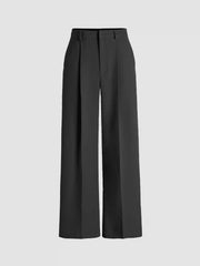 Petite Mid Rise Pleated Straight Leg Pants