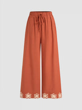 Floral Trim Pull-On Wide Leg Pant
