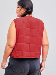 Reversible Cotton-blend V-Neck Printed Vest Curve & Plus