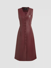 Faux Leather V-Neck Belted Vest