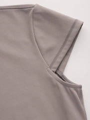 CIDERBUTTER™ High Neck Solid Zipper Active Short Sleeve Top