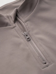 CIDERBUTTER™ High Neck Solid Zipper Active Short Sleeve Top