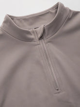 CIDERBUTTERâ„¢ High Neck Solid Zipper Active Short Sleeve Top