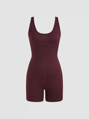 CIDERAIRY™ Scoop Neckline Mid Rise Solid Active Romper