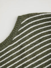 Knit Wool-blend Boat Neck Striped Oversized Sweater Curve & Plus