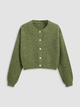 Knit Round Neckline Button Cardigan