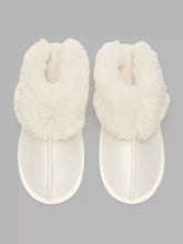 FUR-LOOK TRIM SLIPPERS