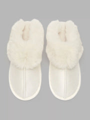FUR-LOOK TRIM SLIPPERS