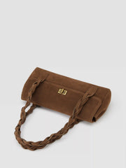 BRAIDED FAUX SUEDE SHOULDER BAG