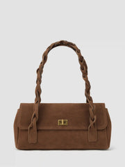 BRAIDED FAUX SUEDE SHOULDER BAG