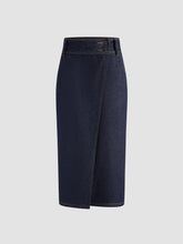 Denim Mid Rise Wrap Pocket Maxi Skirt
