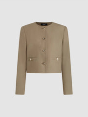 Round Neckline Knotted Crop Blazer