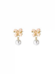 BOWKNOT FAUX PEARL DROP EARRINGS