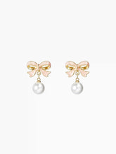 BOWKNOT FAUX PEARL DROP EARRINGS