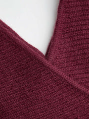 Knit V-neck Solid Wrap Crop Long Sleeve Top