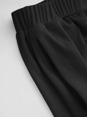 Solid Elastic Waist Pocket Wide Leg Pants Curve & Plus