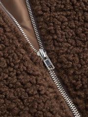 Teddy Fleece Jacket With Hood Curve & Plus