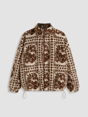 Printed Fleece Zip Front Jacket Curve & Plus