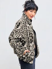 Printed Fleece Zip Front Jacket